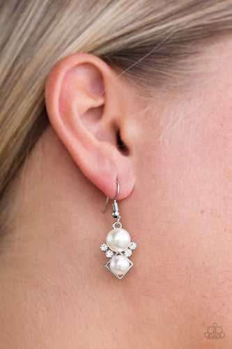Mrs. Gatsby - White Pearl Paparazzi Jewelry Earrings paparazzi accessories jewelry Earrings