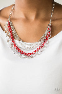 Color Bomb - Red and Silver Chain Paparazzi Jewelry Necklace paparazzi accessories jewelry Necklaces